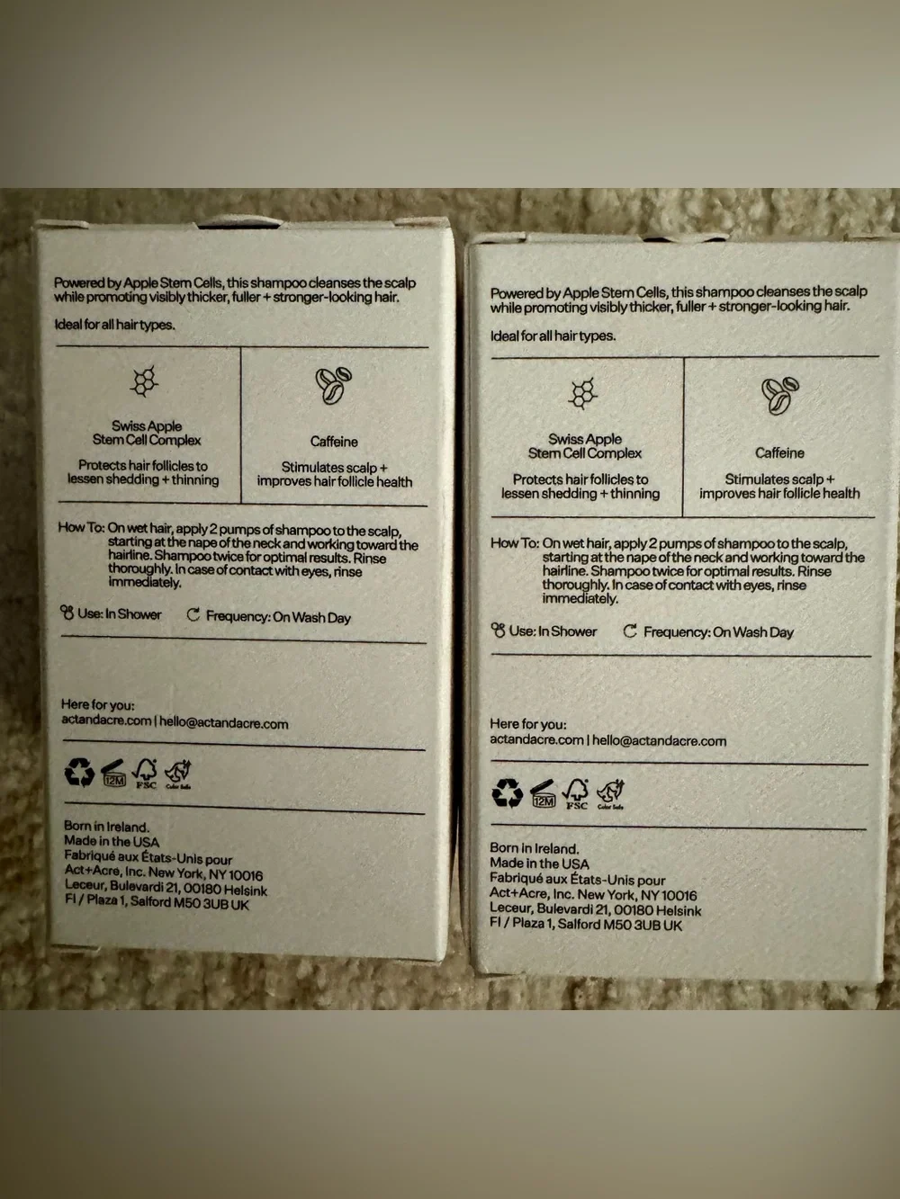 Act + Acre Stem Cell Shampoo - 2 brand new and sealed full size bottles in box